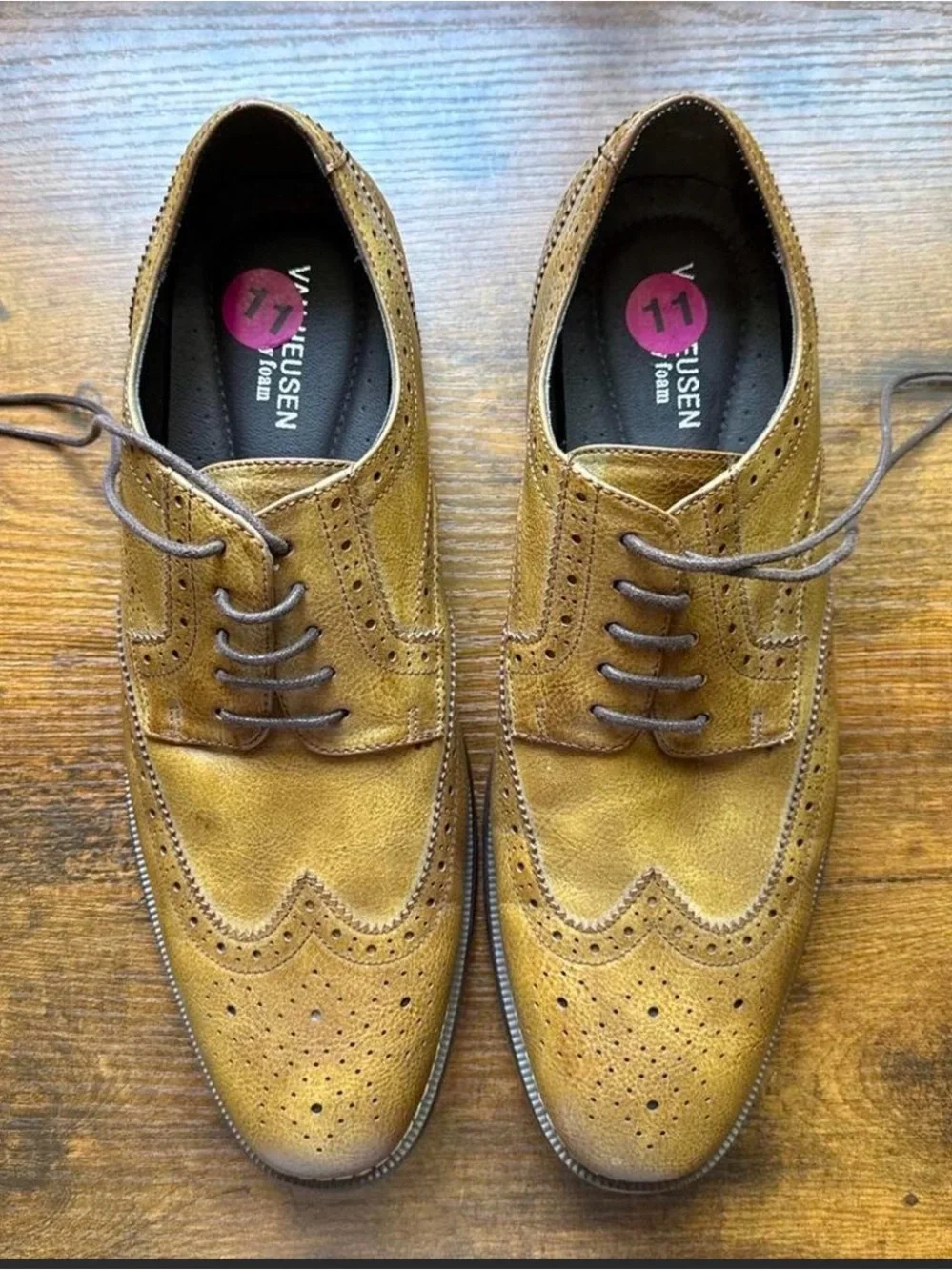 Van Heusen Men’s Mustard Tan Brogue Oxford Shoes